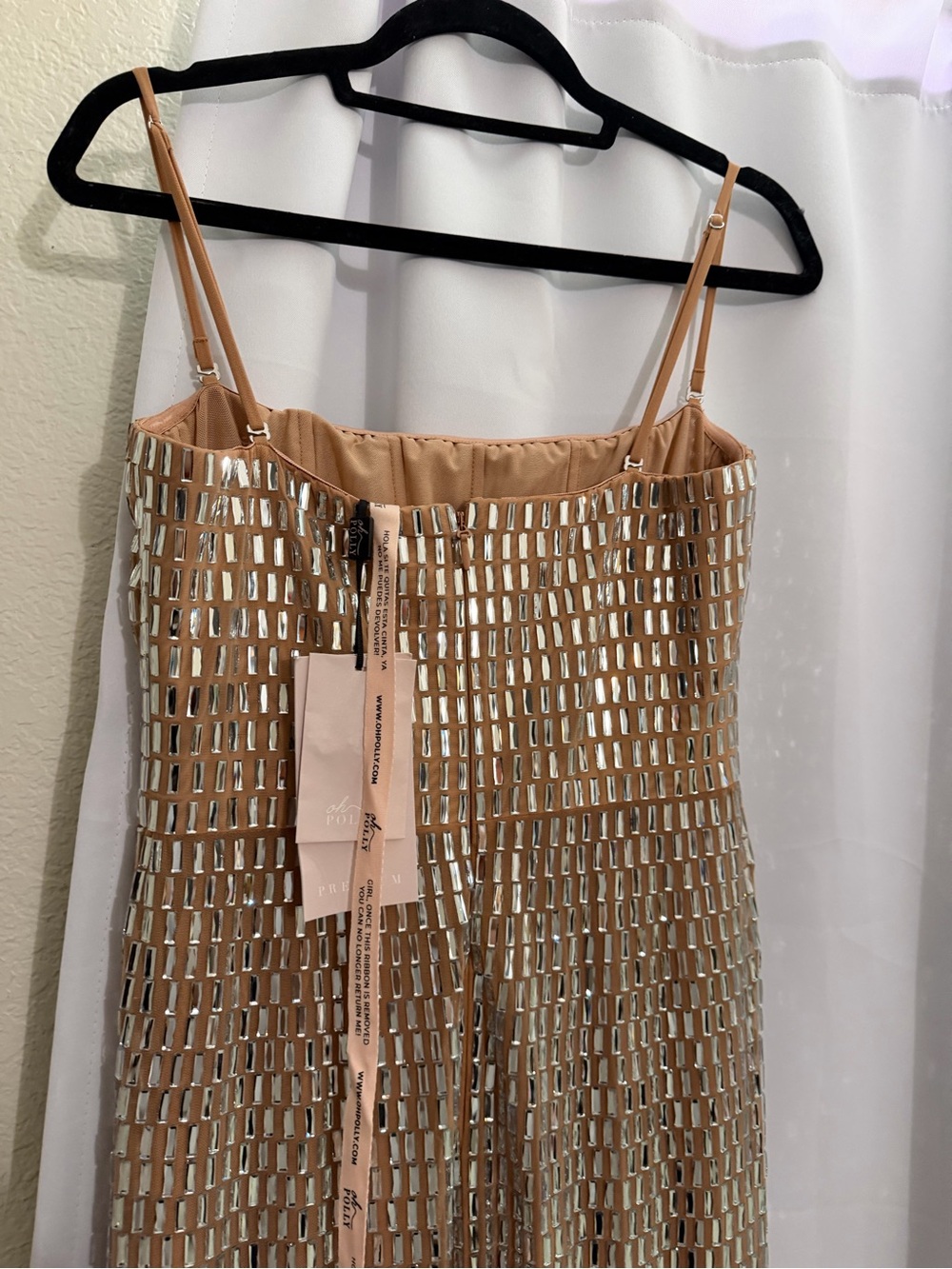Oh Polly Amaya Embellished Bandeau Maxi Dress in Almond - Picture 8 of 14